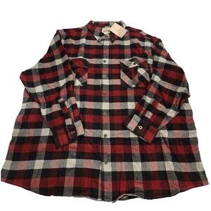 Field & Stream Flannel Shirt Men’s 4XL Red Black Plaid Cotton Button Down NWT
